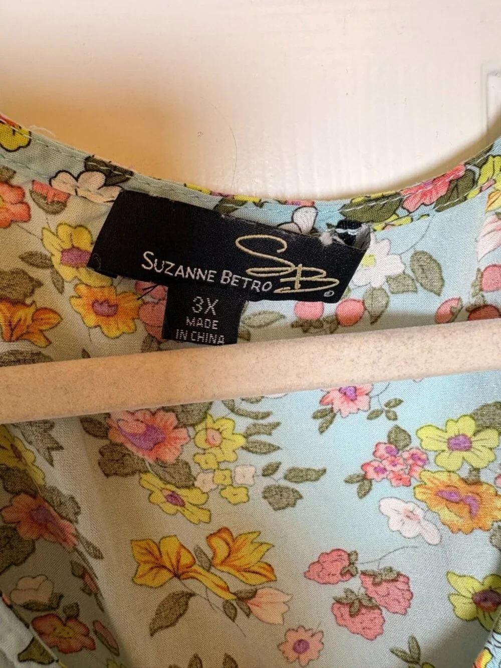 Suzanne Betro Blue Floral Boho Cottagecore Flutter Sleeve Blouse 3X - Picture 3 of 5